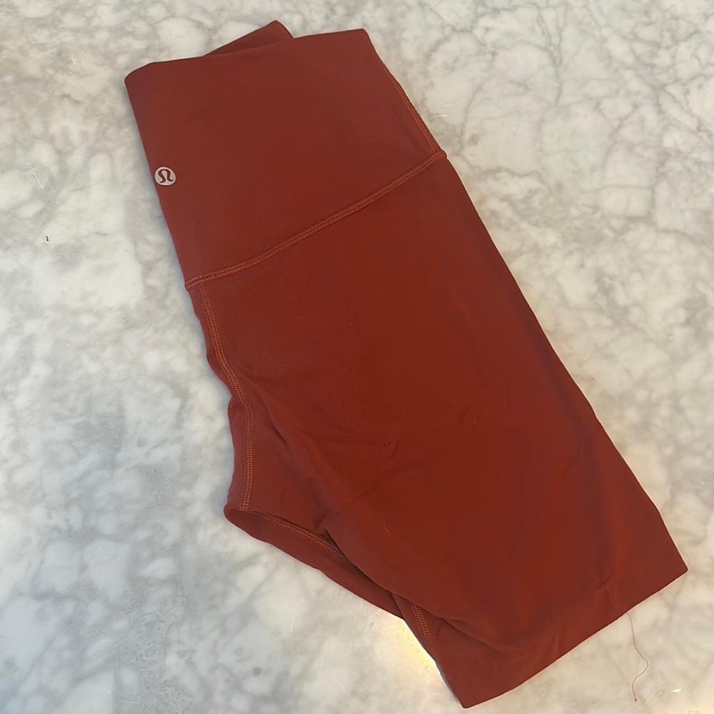 LULULEMON ATHLETICA Rust Red Align biker shorts. *hemmed*